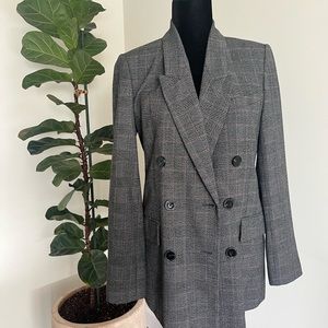 Zara Gray Double-Breasted Blazer with Peaked Lapels